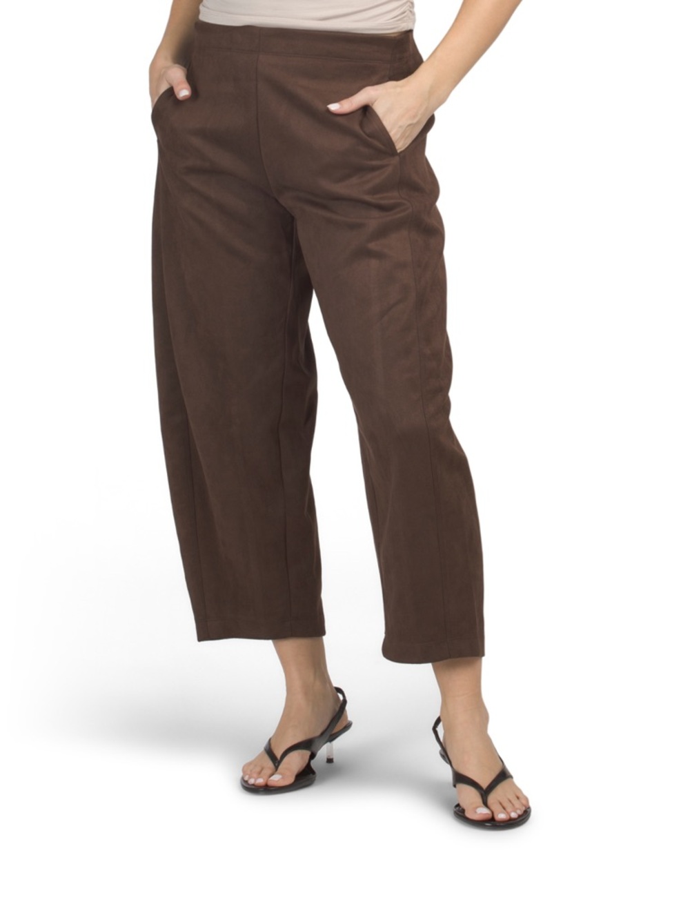 MAX STUDIO LONDON
Barrel Leg Pants, faux suede finish
